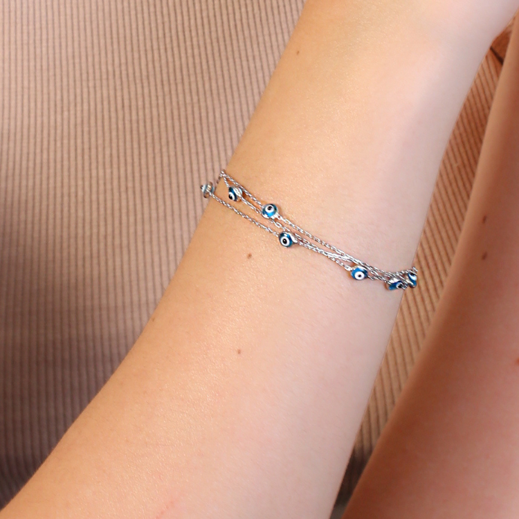Sterling Silver Evil Eye Design Bracelet