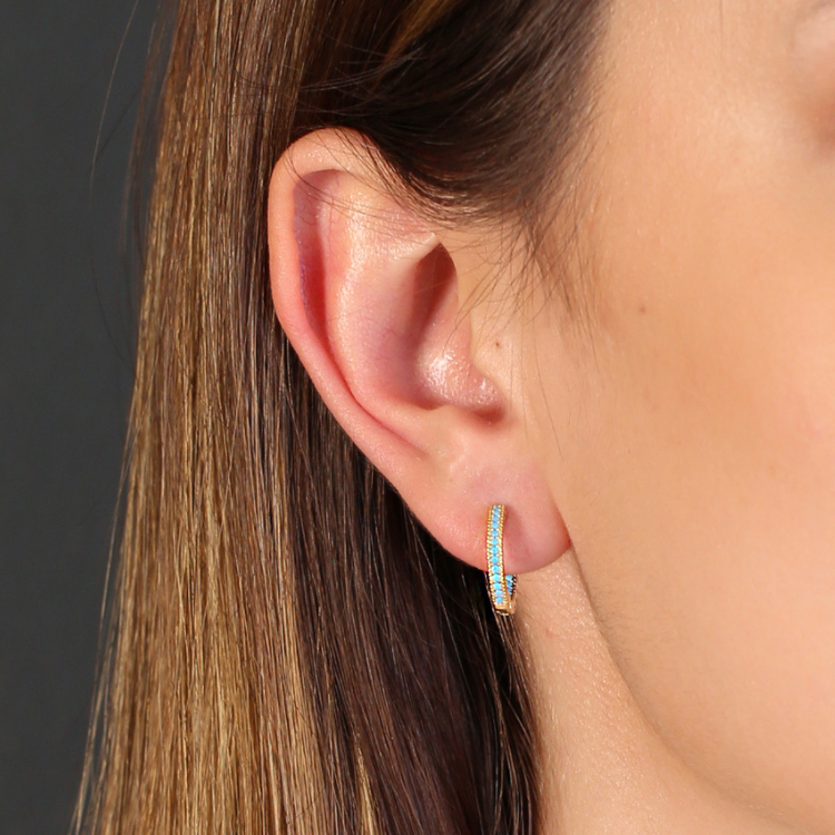 Sterling Silver Elegant Rhinestone Hoop Earrings