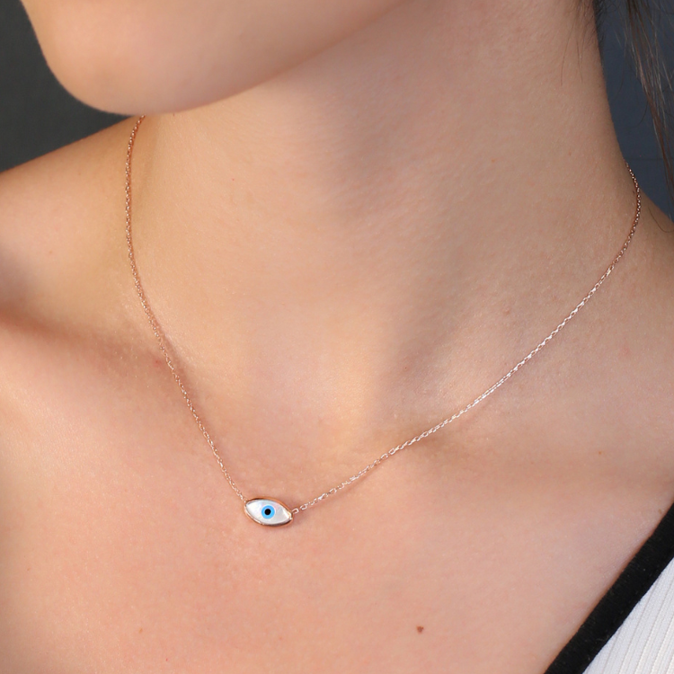 Rose Gold Plated Sterling Silver Evil Eye Design Pendant