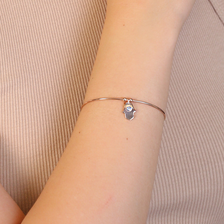 Handmade Sterling Silver Hamsa Cuff Bangle