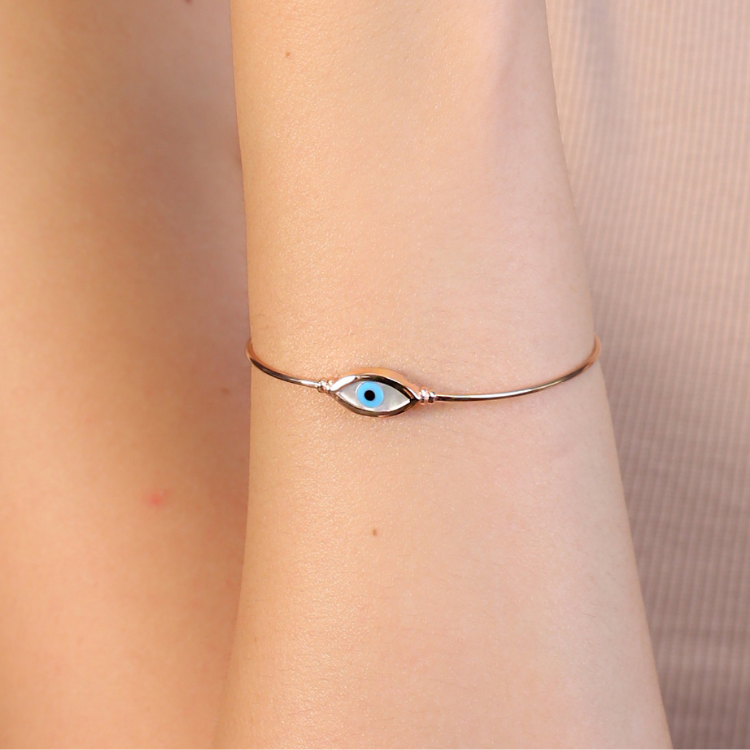 Handmade Sterling Silver Evil Eye Cuff Bangle