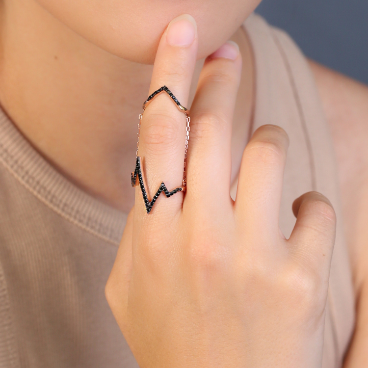 Double Chain Sterling Silver Ring