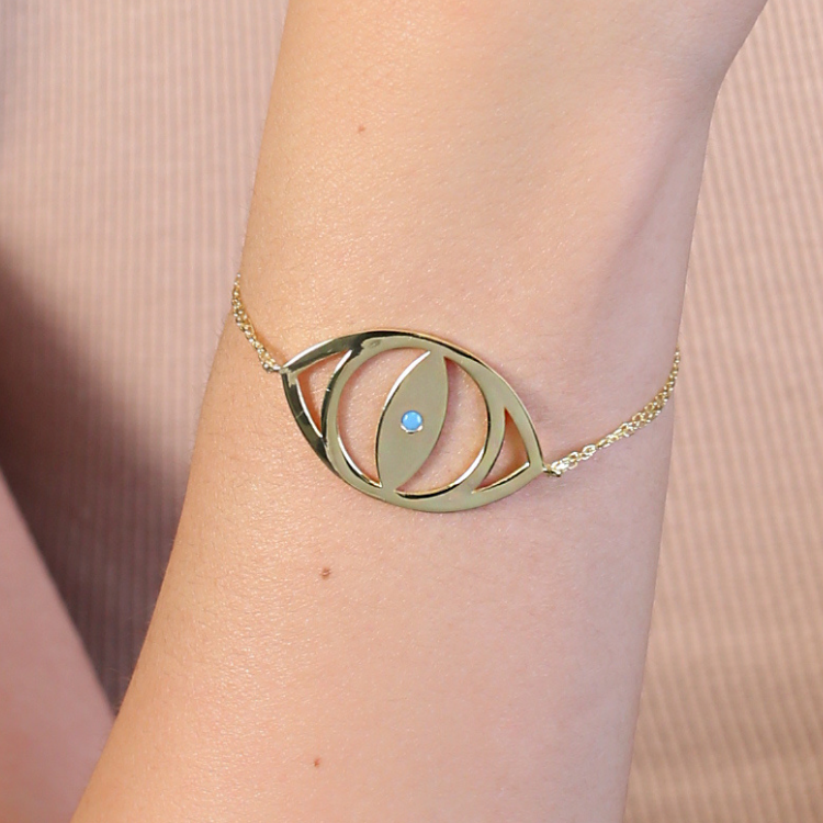 Gold Plated Sterling Silver Evil Eye Bracelet