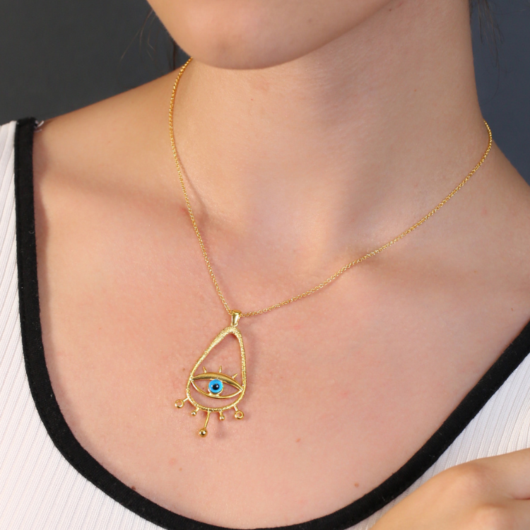 22K Gold Plated Vintage Evil Eye Design Pendant