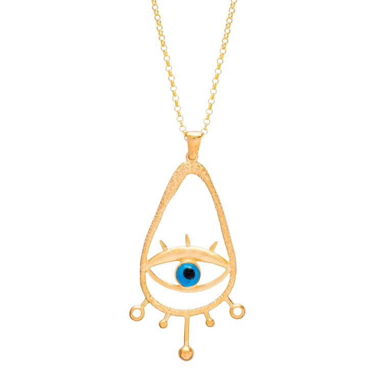 22K Gold Plated Vintage Evil Eye Design Pendant