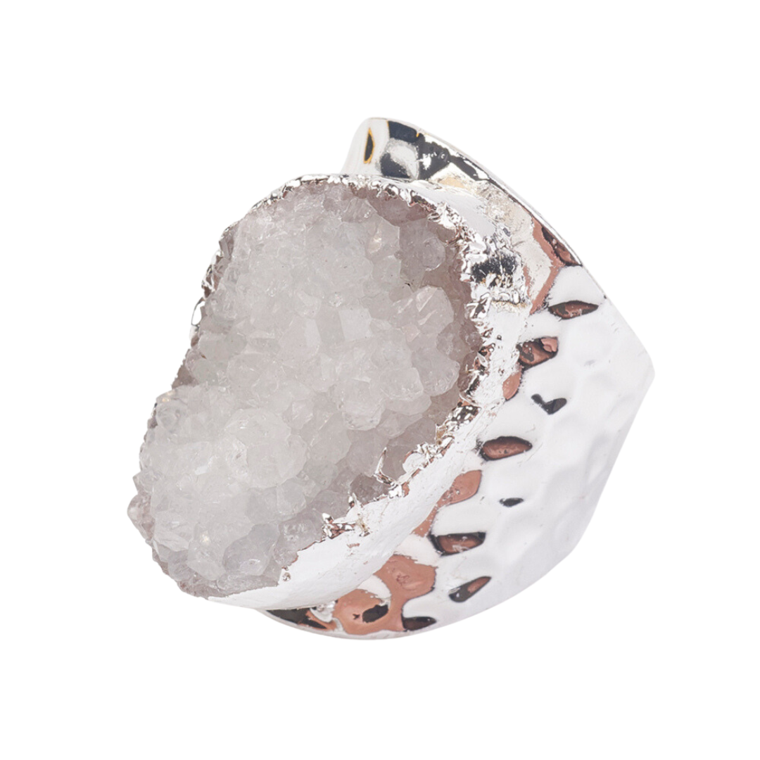 Natural Agate Druzy Cuff Ring