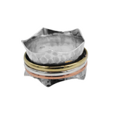 Modern Three Tone Spinner Band Ring - Thin