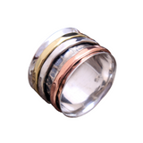 Modern Three Tone Spinner Band Ring - Thick