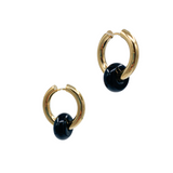 Black Agate Hoop Earrings