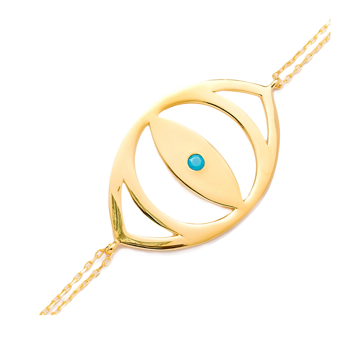 Gold Plated Sterling Silver Evil Eye Bracelet