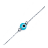 Handcrafted Sterling Silver Tiny Evil Eye Design Charm Bracelet