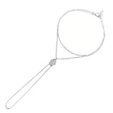 Minimal CZ Stone Hamsa Design Slave Bracelet Sterling Silver
