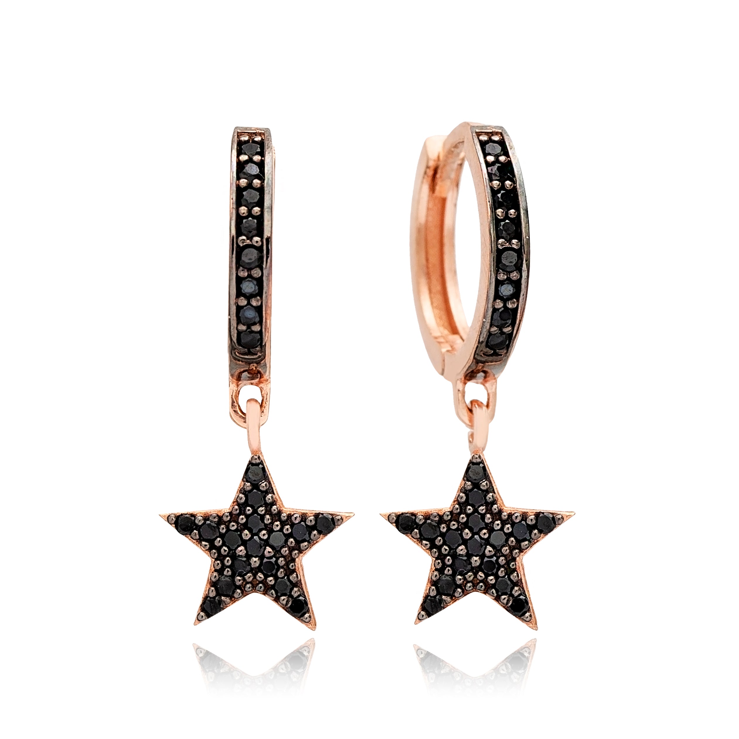 Rose Gold Plated Sterling Silver Star Earrings