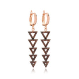 Sterling Silver Dangle Clip On Hollow Triangle Earrings