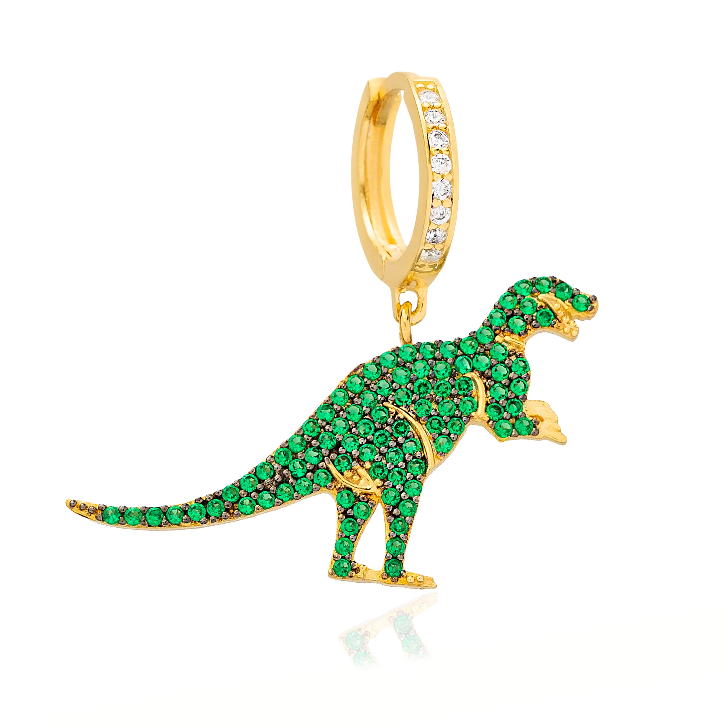Sterling Silver Single Dinosaur Dangle Earring