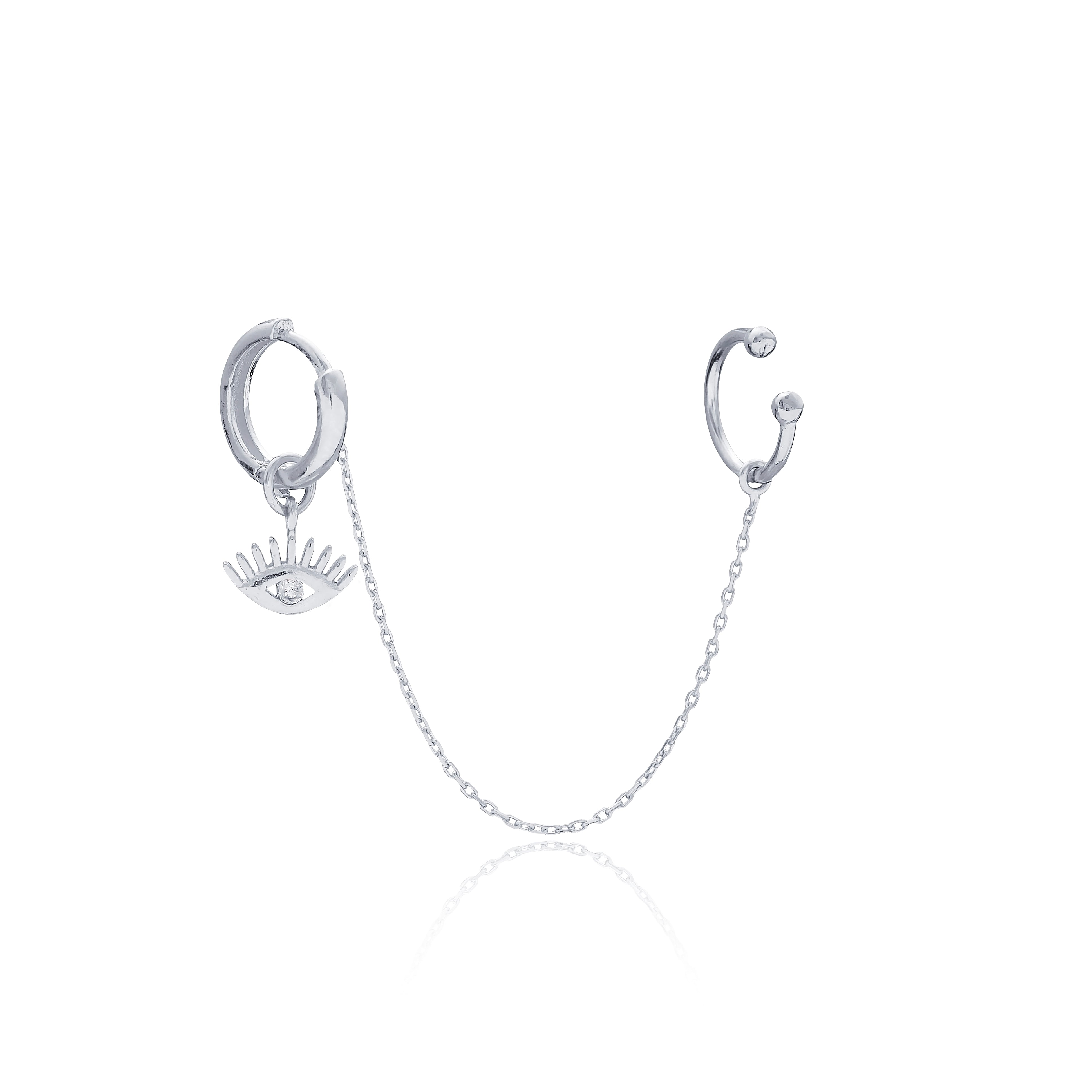 Sterling Silver Eye Design Hoop Earring