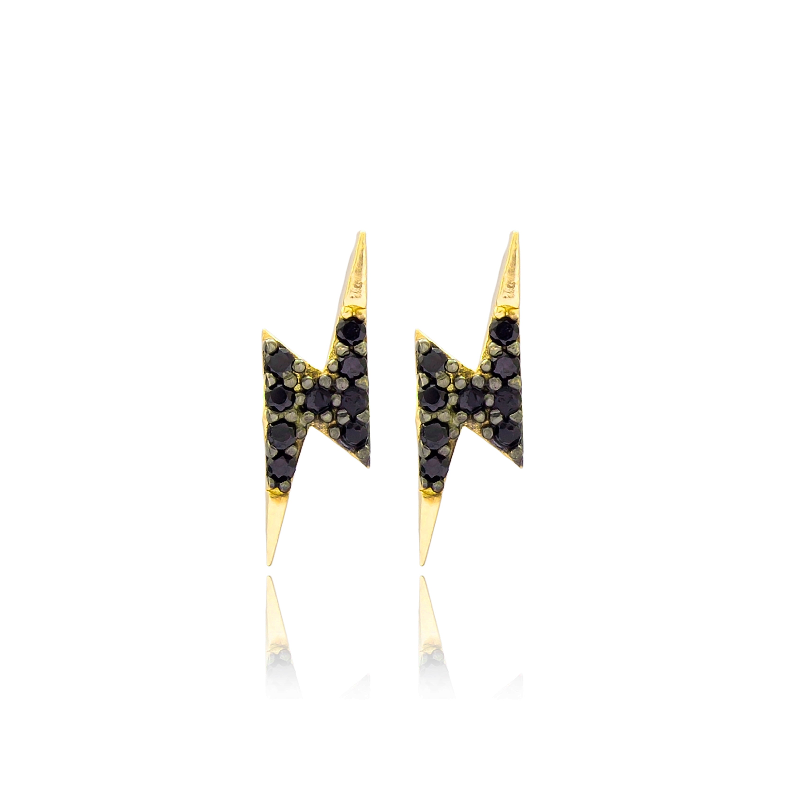 Sterling Silver Lightning Charm Stud Earrings