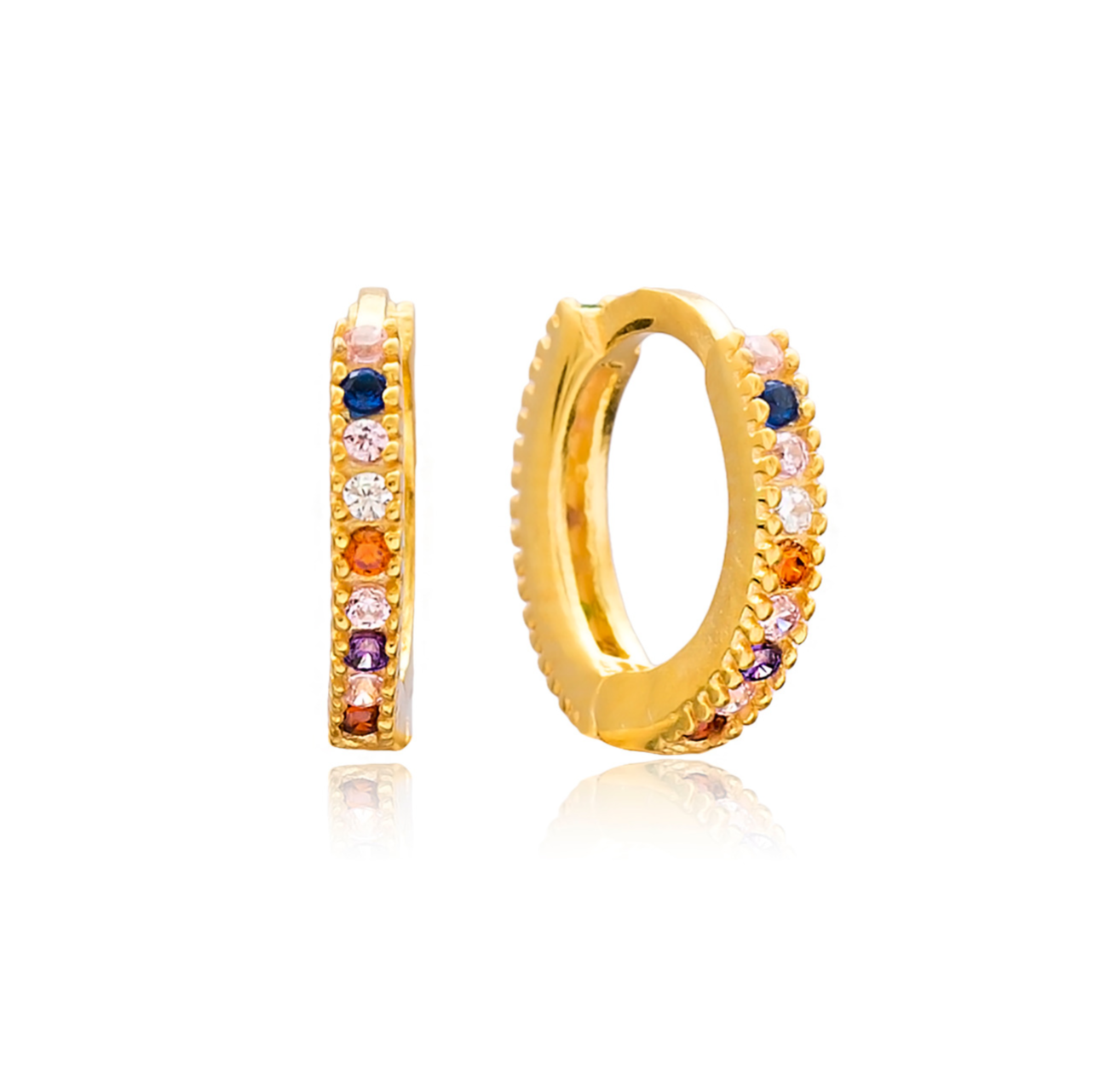 Sterling Silver Multicolour Stone Minimalist Huggie Earrings