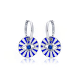 Sterling Silver Sapphire Stone Enamelled Evil Eye Earrings
