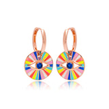 Sterling Silver Rainbow Enamel Evil Eye Earrings