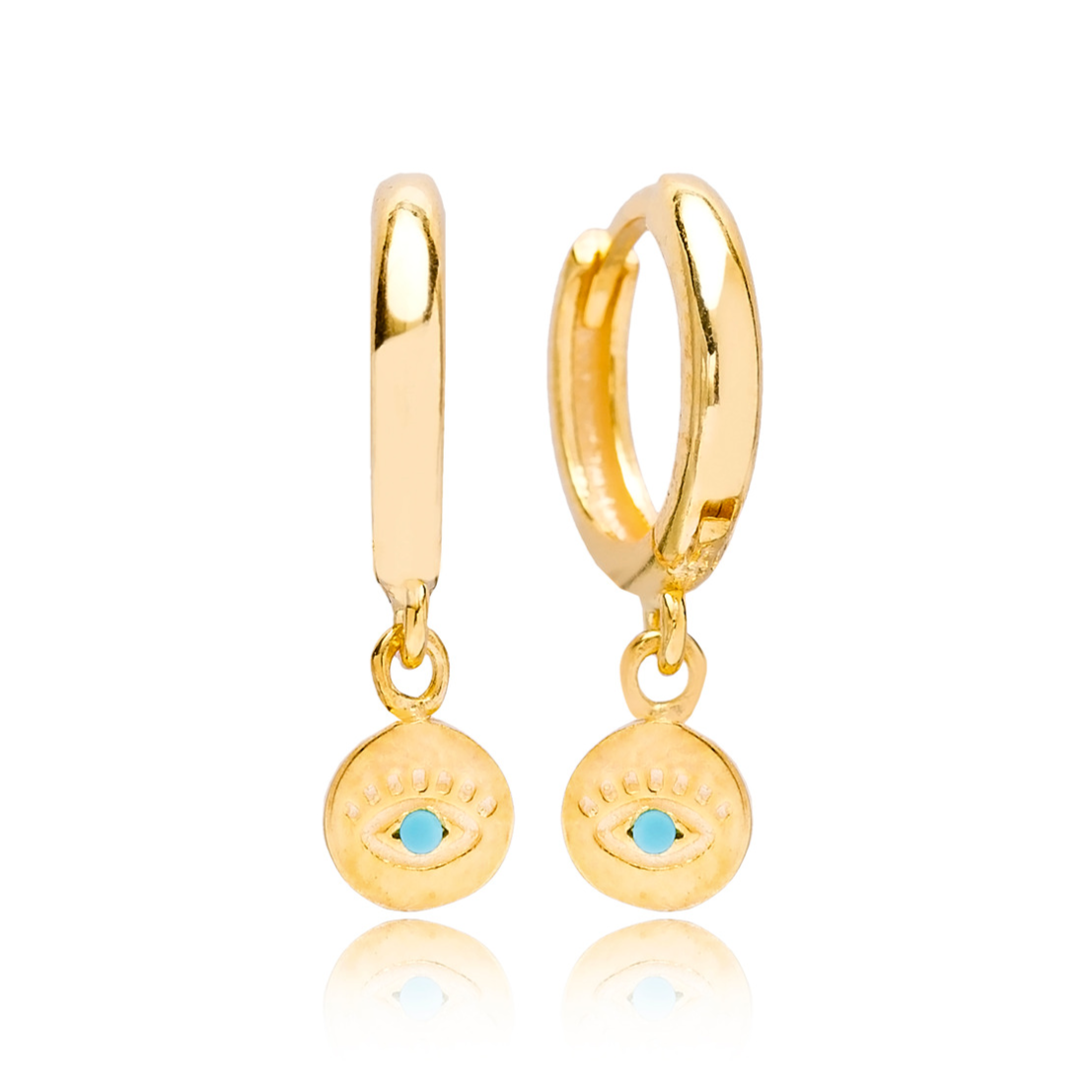 Sterling Silver Evil Eye Hoop Earrings