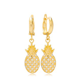 Sterling Silver Pineapple Charm Hoop Earrings