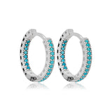 Sterling Silver Elegant Rhinestone Hoop Earrings