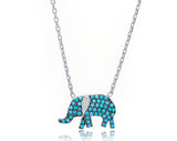 Sterling Silver Turquoise Elephant Pendant Necklace