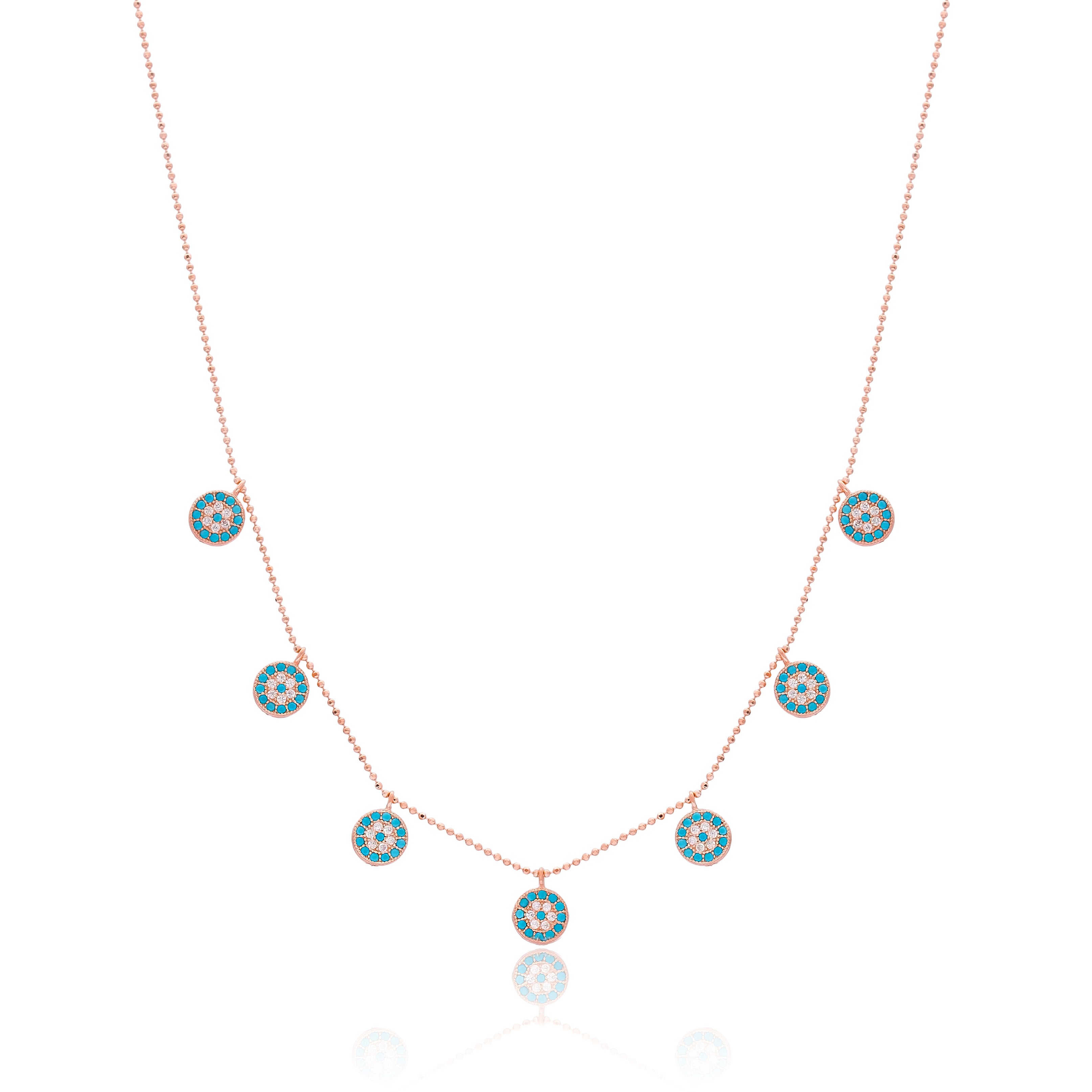 Sterling Silver Minimalist Evil Eye Necklace Rose Gold Plated