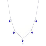 Sterling Silver Blue Enamel Hamsa Charm Necklace