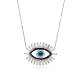 Rhodium Plated Sterling Silver Evil Eye Design Pendant