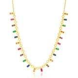 Sterling Silver Dainty Multicolour Stone Necklace