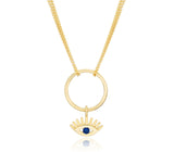 Sterling Silver Evil Eye Hollow Design Choker Pendant