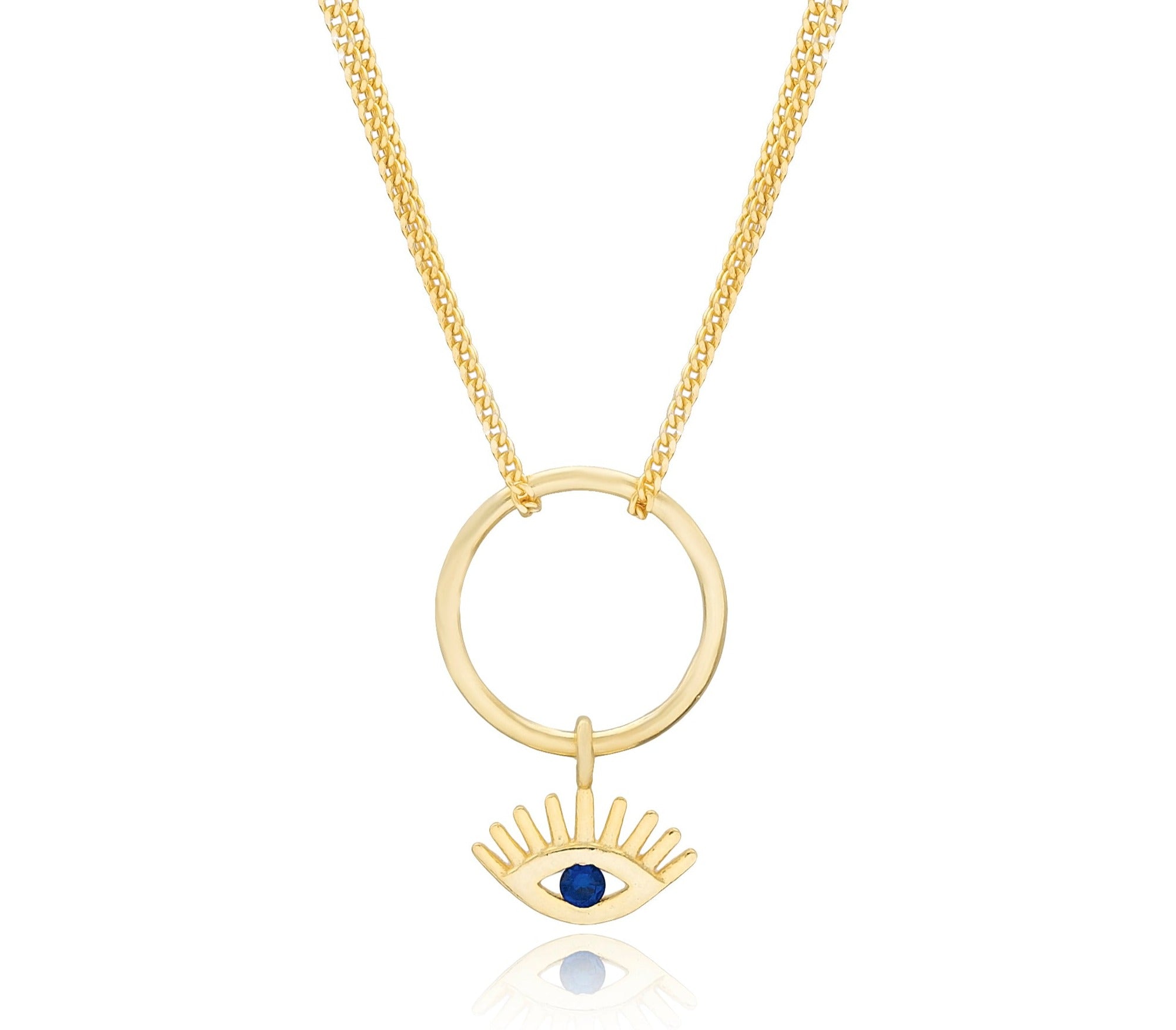 Sterling Silver Evil Eye Hollow Design Choker Pendant