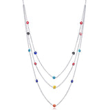 Sterling Silver Multi Colour Evil Eye Layered Necklace