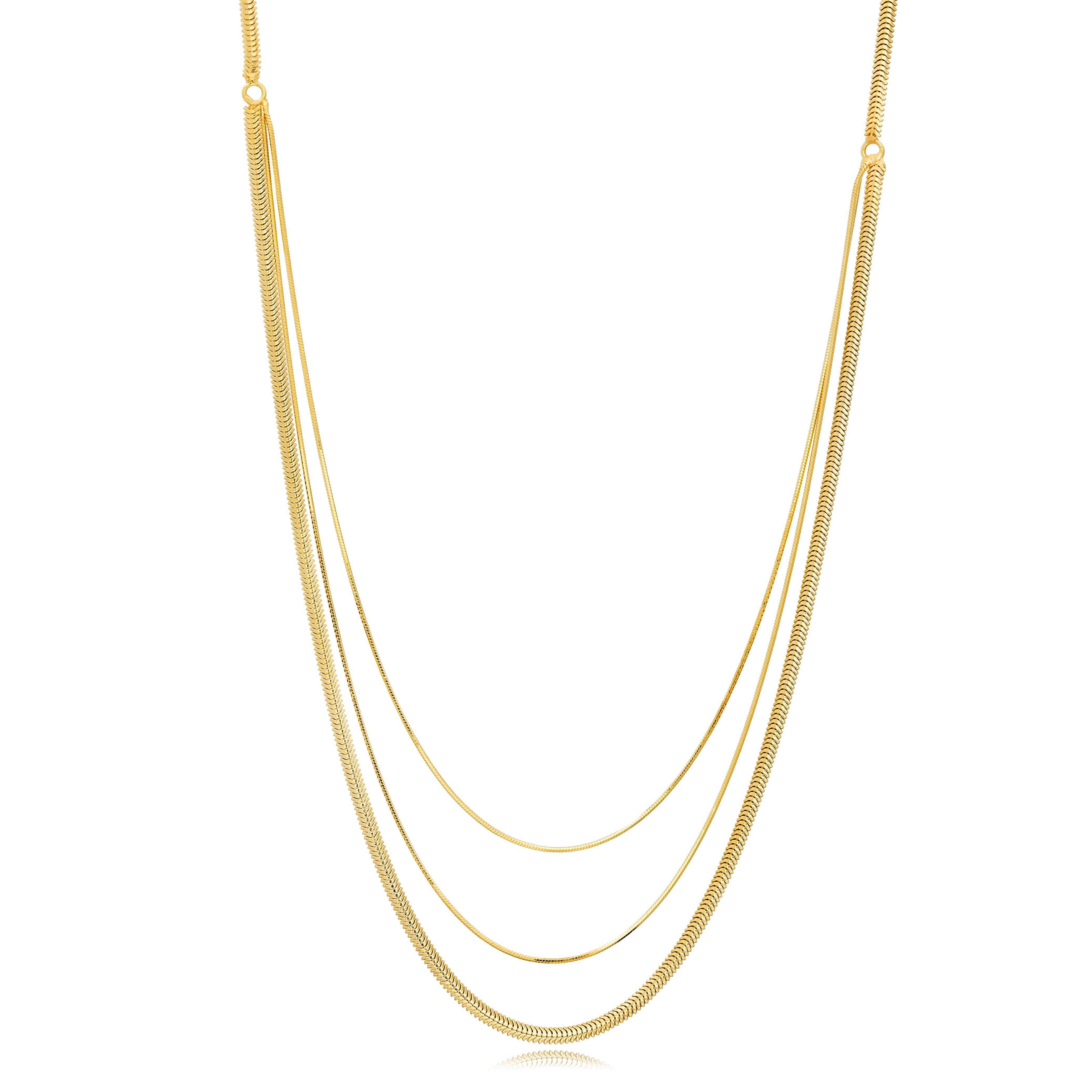 Sterling Silver Layered Italian Snake Chain Necklace