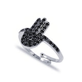 Sterling Silver Hamsa Adjustable Ring