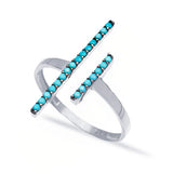 Sterling Silver Micro Pave Turquoise Bar Ring