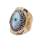 Adjustable Evil Eye Druzy Cuff Ring