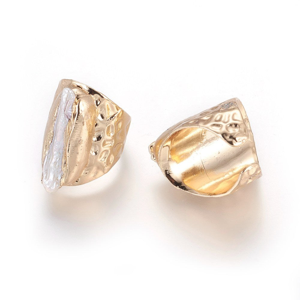 Natural Pearl Druzy Cuff Ring